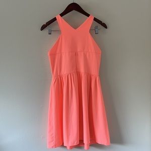 GIANNI BINI Coral Sleeveless Halter Dress Cutout Size S